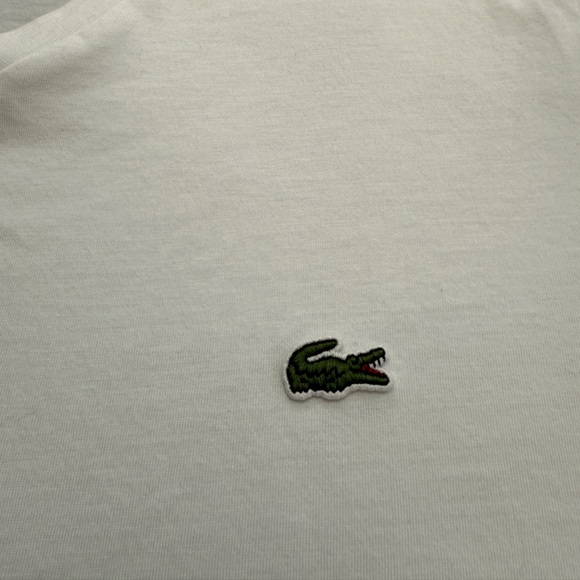 Lacoste Lightweight Pima Cotton V-Neck Tee Shirt Mens XS White - Picture 2 of 4
